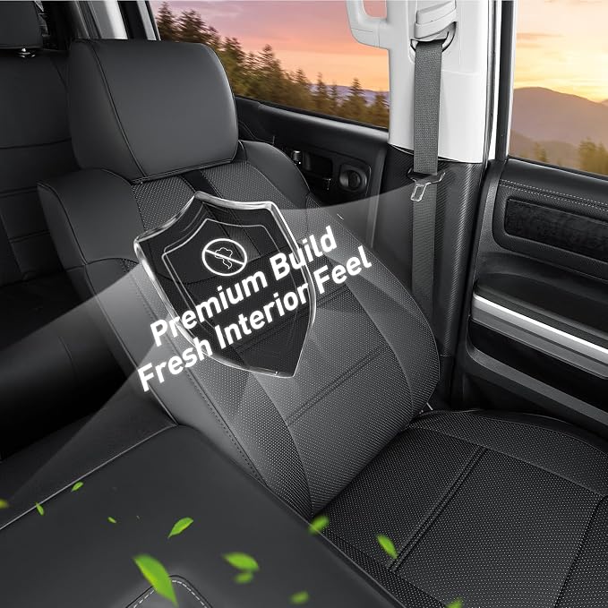 Super Cover Front Seat Covers for Toyota Tundra 2014–2021 (Bucket Seats Only), Full Coverage Front Leather Seat Protectors for Tundra Crewmax/Double Cab Pickup Accessories, Carbon Fiber, 2 PCS - Image 4