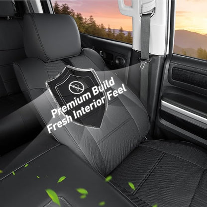 Super Cover Front Seat Covers for Toyota Tundra 2014–2021 (Bucket Seats Only), Full Coverage Front Leather Seat Protectors for Tundra Crewmax/Double Cab Pickup Accessories, Carbon Fiber, 2 PCS - Image 4