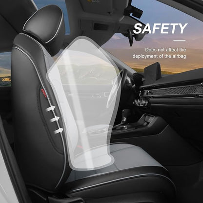 Lolcar Custom Fit Civic Seat Cover Full Set for Honda Civic (Sedan 2022 2023 2024 Touring)&(Sedan 2025-2026 Sport Touring),5-Seats Full Set,Leather Seat Protector(Black/Gray) - Image 5
