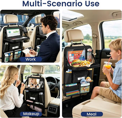 MoKo Car Organizer Back Seat, 8 Pockets Foldable Tray 600D Black, 2 Pack | 600D Oxford Backseat Car Organizer, Back Seat Organizer with Foldable Table Tray and Transparent Tablet Pocket for Road Trip - Image 8