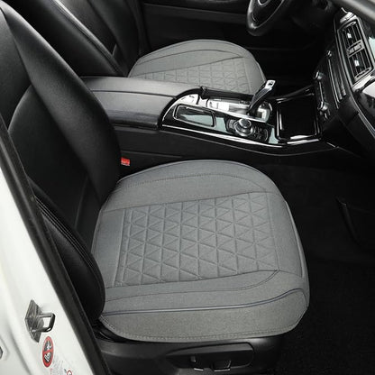 West Llama Linen Front Car Seat Cover Protector Anti-Slip Bottom Seat Cover Fits 95% of Vehicles,Wrapping Around The Bottom,Triangular Pattern(Gray-2Pcs) - Image 2