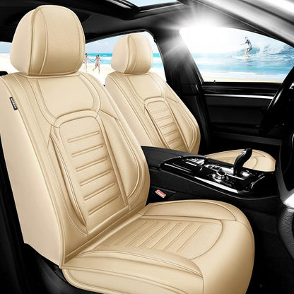 Fit Camry Car Seat Covers for Toyota Camry 2012-2025 2026 -Premium Leather, Waterproof，Breathable，All-Weather Seat Cushion Protecto & Airbag Compatible, Full Set Beige by Unknown