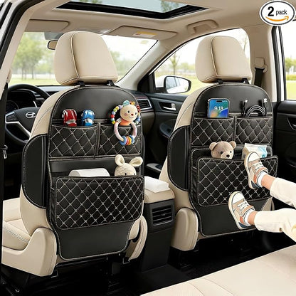 Seat Back Protectors for Kids Car Kick Mats with Large Pocket Organizer Waterproof Dustproof Anti-Scratch Front Seat Back Cover Fits Most Vehicles 2PCS by Hfshimlux