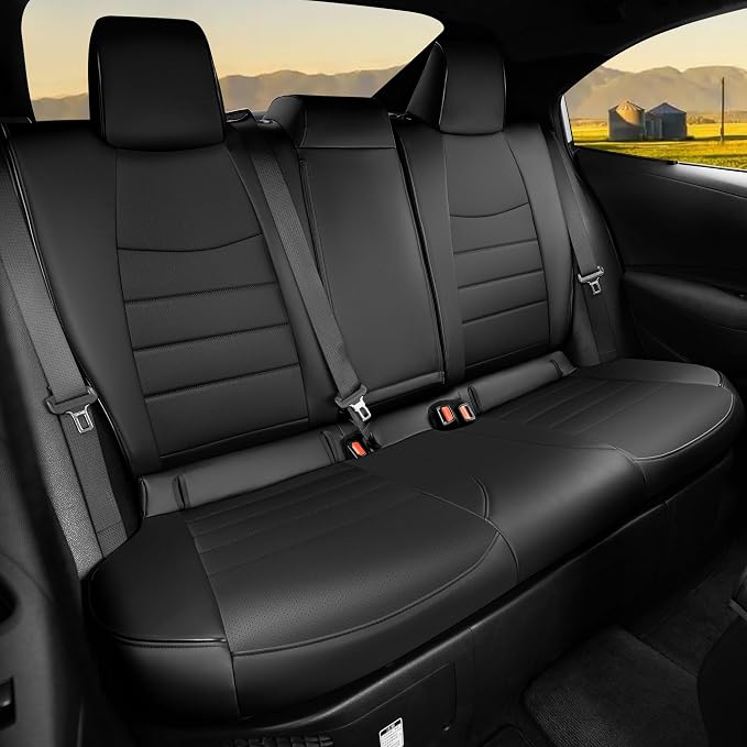 HKZ Custom Fit Corolla Car Seat Cover for Toyota Corolla 2023 2024 2025 2026 L LE (Gasoline Model Only),5-Seats Full Set - Faux Leather (Black) - Image 2