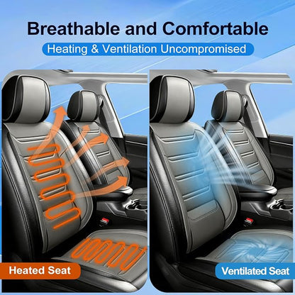 Fit CX-5 Seat Covers Custom Fit for Mazda CX-5 2013-2026, Front Pair | Premium Leather Full Coverage Protectors, Waterproof, Breathable, Scratch Resistant, Easy Wipe, Airbag Compatible, Black+Gray - Image 4