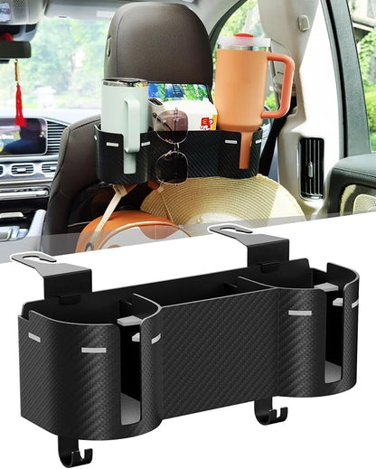Car Headrest Backseat Cup Holder 3.7", Seat Back Organizer with Hooks | High Capacity 4 in 1 Seat Back Organizer, Multifunctional Storage for Car Travel Accessories Compatible with Most Vehicles by Unknown