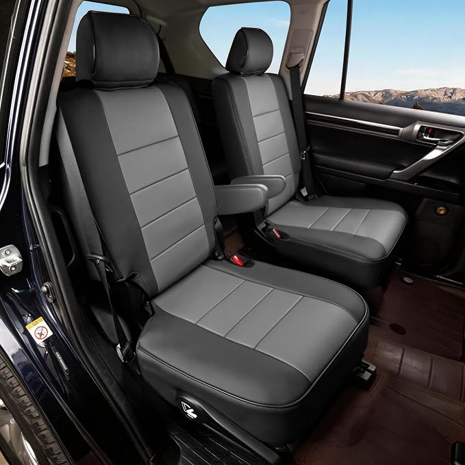 Ranaya Custom Fit Lexus Seat Covers for Lexus GX460 2012–2023 | for Base,Premium,Luxury,6-Passenger Full Set,(2nd Row Captain Chairs),Waterproof Leatherette, Pet & Kid Friendly,Black&Grey - Image 2
