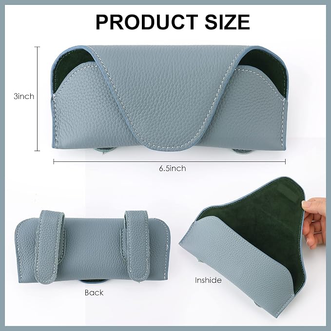 Magnetic Sunglass Holder for Car Visor Clip, Leather Car Glasses Holder, Visor Accessories Eyeglasses Holder Glasses Storage Case (02-Blue) - Image 7
