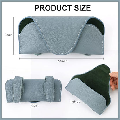 Magnetic Sunglass Holder for Car Visor Clip, Leather Car Glasses Holder, Visor Accessories Eyeglasses Holder Glasses Storage Case (02-Blue) - Image 7
