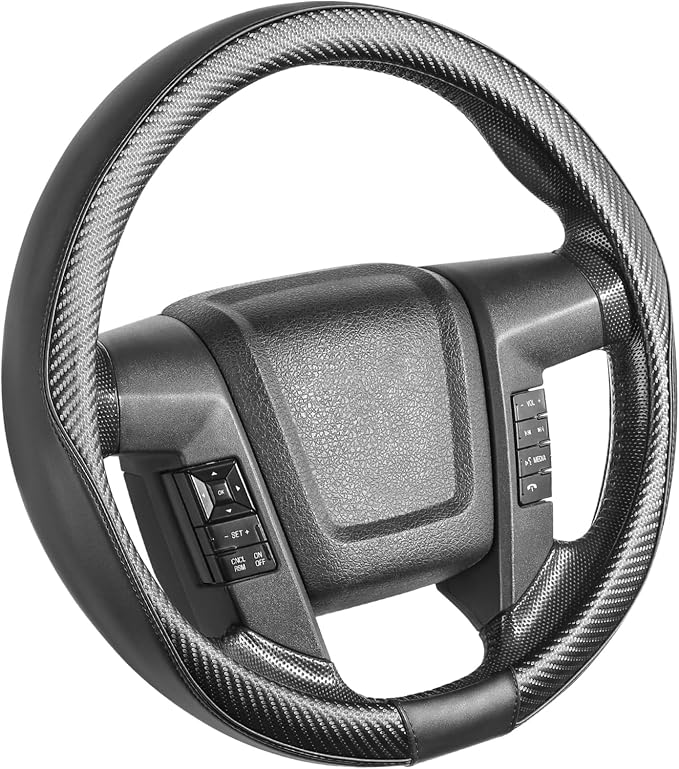 SEG Direct Steering Wheel Cover 15.5"-16" Heavy-Duty, Black Carbon Fiber | Large Size for F150 F250 F350 Ram 4Runner Tacoma Tundra Range Rover, Microfiber Leather Non-Slip, Auto Interior Accessories - Image 7