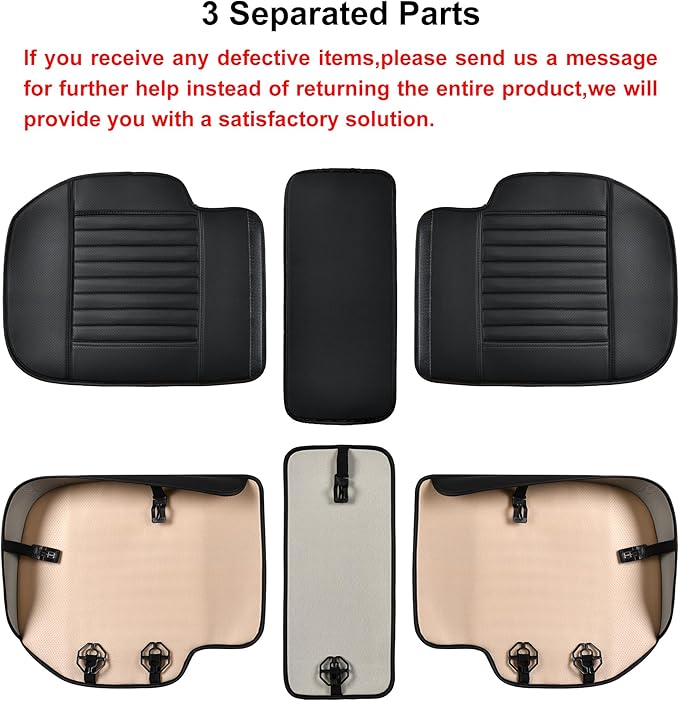 Back Seat Covers, Rear Seat Cushions, Auto Bench Protector with Breathable PU Leather and Non-Slip Bottom Universal for 4 Season (Black, 61" x 20. 5") - Image 5