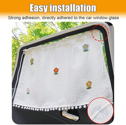 Car Side Window Sun Shade Privacy Curtain for Baby, Five Sunflowers | Blackout UV Protection Car Window Shades with Suction Cup for Back Seat - Cute Auto Camping Windows Screen Shades - Image 6
