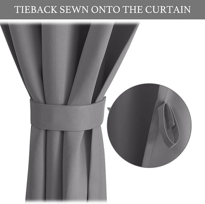 NICETOWN Grey Blackout Door Curtains 72 Inches Long for Kitchen | Self Adhesive Portable Window Cover for Front French Door Adjustable Shade for Glass, 1 PC, 26" x 72" - Image 3