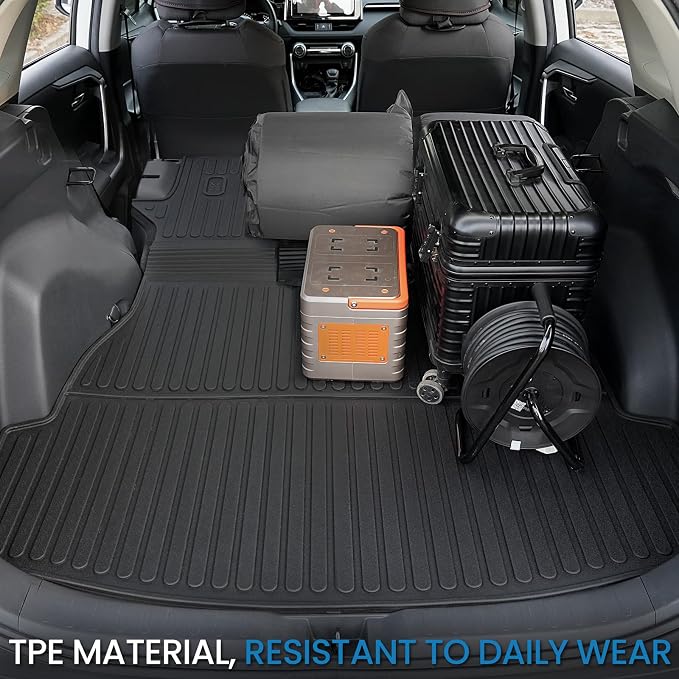 Cargo Mat for Toyota RAV4 2019-2025 Hybrid & Gas Accessories | One-Piece Cargo Liner & Rear Seat Back Protector, All Weather TPE, Non Slip & Odorless & Scratch Proof, Quick Clean - Image 6