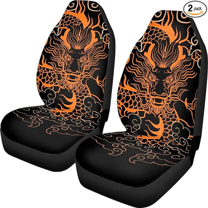 Dragon Car Seat Covers for Front Seat Only Black Washable and Breathable Bucket Seat Covers for Women Men for Most Car Interior Covers Sedan Truck SUV Van by Brosoneto
