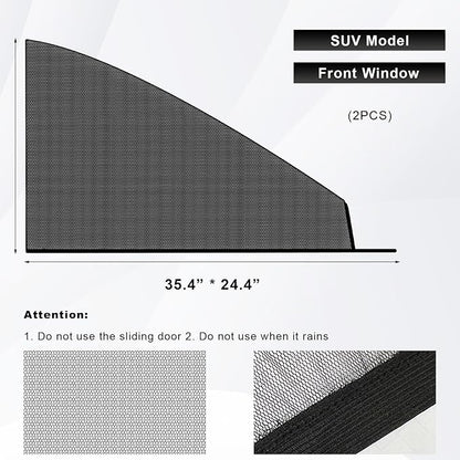 2 PCS Car Window Shades, Double-Layer Automotive Front Side Window Sunshade Blocks UV Rays & Sun Glare, Breathable Mesh Screen Stretch Sun Protection Cover for Most SUVs - Image 2