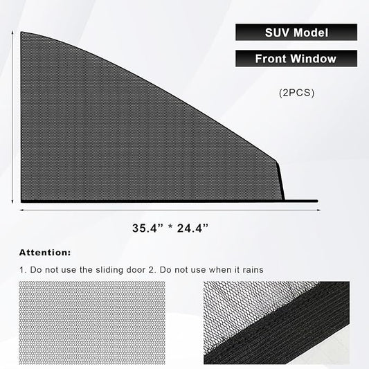 2 PCS Car Window Shades, Double-Layer Automotive Front Side Window Sunshade Blocks UV Rays & Sun Glare, Breathable Mesh Screen Stretch Sun Protection Cover for Most SUVs - Image 2