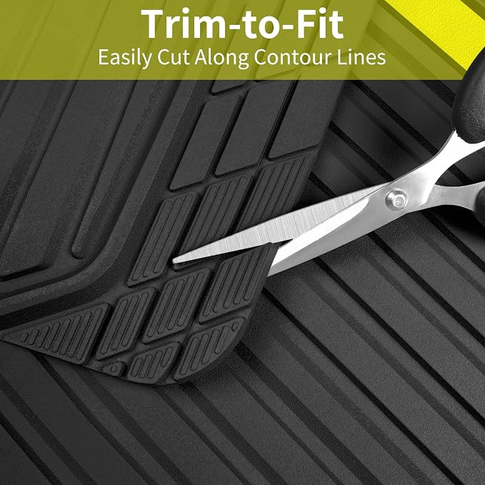 CAR PASS Yellow Car Mats Metallic, Aluminum Film All Weather Rubber Lemon Yellow car Floor Mats Waterproof Universal Trim to Fit SUV Sedan Van Truck 4 Piece Deep Dish Heavy Sporty Black Yellow Chrome - Image 7