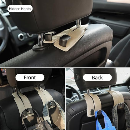 KINIVA Car Seat Headrest Storage Hooks, Set of 2, Suede PU Leather, Double Hooks (06-White 4 Pack) - Image 6