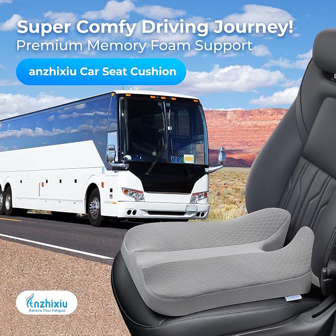 anzhixiu Elevated Car Seat Cushion for Improved View- Reduces Lower Back Pressure- Gray - Image 2