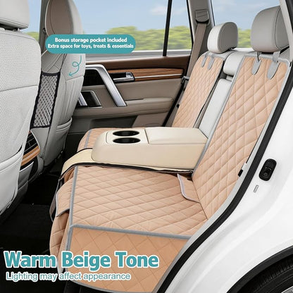 Bark Lover Dog Car Seat Cover for Back Seat,Armrest Compatible, Waterproof Backseat Protector, Nonslip Rear Seat Cover for Dogs & Kids, Universal Size Fits Cars Trucks SUVs (Beige) - Image 2