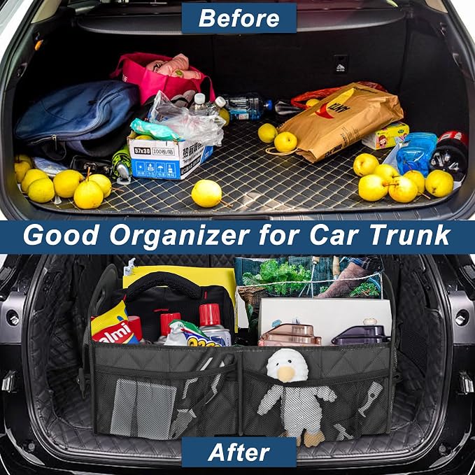 Deosk Car Trunk Organizer for SUV, Car Organizers and Storage with Reinforced Handles, Car Accessories for Women/Men 70L Waterproof Polyester Trunk Organizer(Large, Charcoal) - Image 6