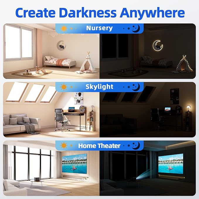 Magnetic Blackout Window Cover, Portable 100% Blackout Curtains for Bedroom | 75" x 58" Blackout Blinds No Drill with Strong Magnets, Temporary Blackout Shades for Windows Film RV Travel Skylight - Black - Image 6