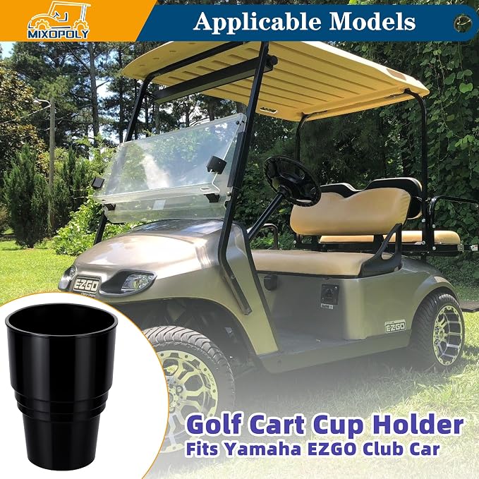 Golf Cart Cup Holder Insert Adapter Replacement fits Club Car EZGO Yamaha Golf Cart, for Placing and Securing 16.4 oz Portable Propane Gas Bottle or Drink Water Glass, (2Pcs, Black) - Image 3