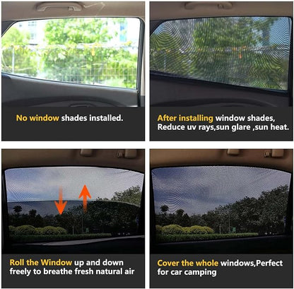Car Rear Side Window Shades,2 Pack Breathable Mesh Car Window Screens Sun Shades Covers for Camping,Fit for 96% of Cars, Block Sun Glare,UV Protection,Privacy Protection - Image 2