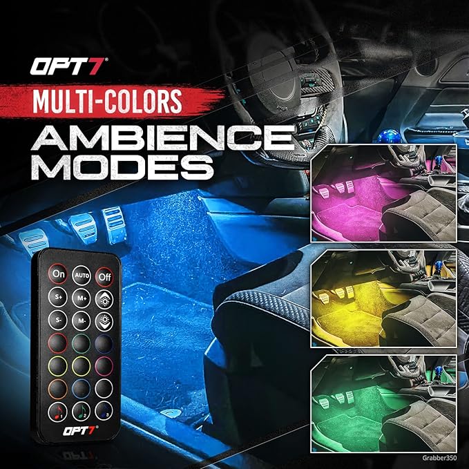 OPT7 Aura Double Glow RGB Interior Truck & SUV Lights with Remote Control | Ultra Bright Ambient Glow, Extended Underdash Lighting, 6PC Multicolor LED Strip, Sound Sync, 12V Crew Cab Truck Accessories - Image 4