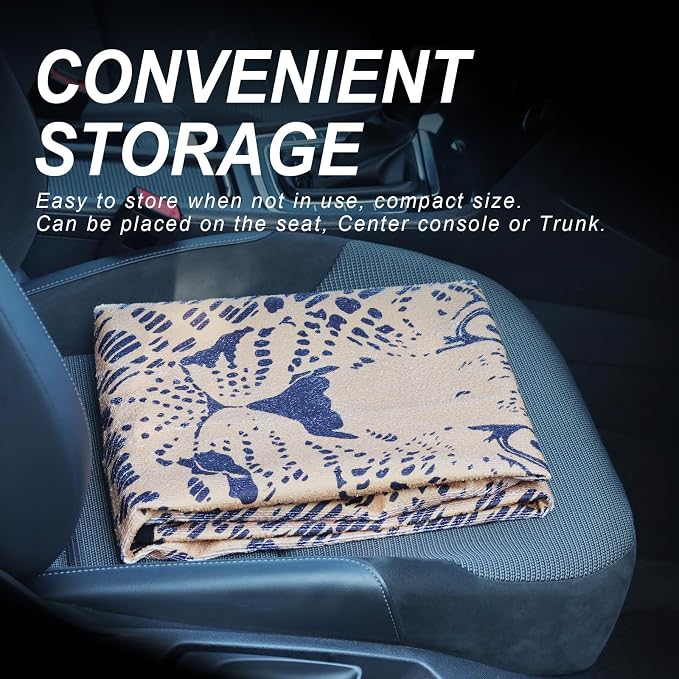 Sweat Towel Car Seat Cover Protector Front Seats for Gym Workout, Running, Swimming, Beach and Hiking, Waterproof Universal Seat Cover for Car, Trucks, Van & SUV (1, Leopard Head, Front) - Image 5