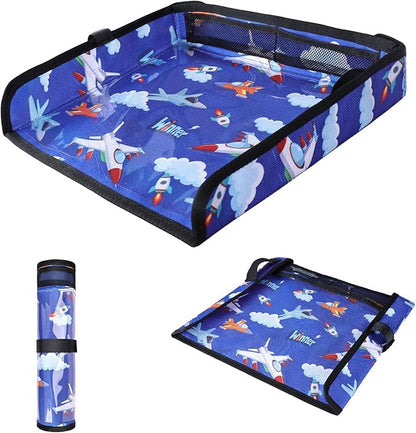 COOLBEBE Airplane Tray Table Cover, Foldable Travel Tray Cover | for Toddlers 1-3, Universal Fit for Airplane, Car Seat, High Chair, Machine Washable, Portable, Blue Plane by COOLBEBE