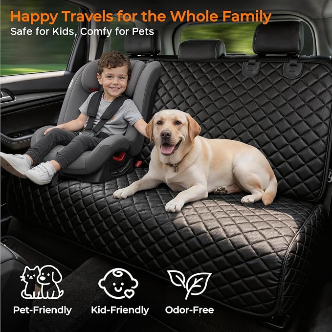 URPOWER Dog Car Seat Cover for Back Seat, Waterproof Car Seat Protector | Non-Slip, Scratch-Resistant, Machine-Washable 600D Oxford Fabric Rear Bench Seat Cover for Midsize Cars and Midsize SUVs - Image 7