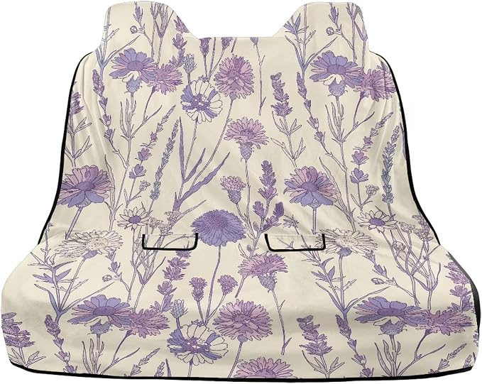 Purple Daisy Flower Print Bench Car Seat Cover Protector Waterproof Heavy-Duty Nonslip Pet Car Seat Cover for Dogs with Universal Size Fits for Vehicles Trucks SUV - Image 2