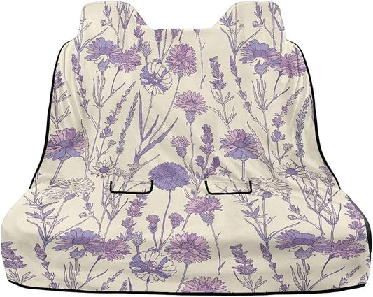 Purple Daisy Flower Print Bench Car Seat Cover Protector Waterproof Heavy-Duty Nonslip Pet Car Seat Cover for Dogs with Universal Size Fits for Vehicles Trucks SUV - Image 2