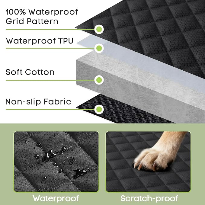 Back Seat Cover for Dogs, Bench Seat Cover Protector with Side Flaps | 600D Oxford, Waterproof Scratchproof Non-Slip Car Seat for Dogs, Velcro Openings for Child Seat Access, Fits Cars Trucks SUVs - Image 6