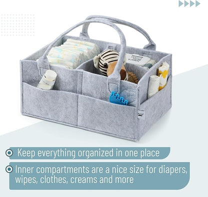Mr. Pen- Baby Diaper Caddy Organizer, Gray, Large | Nursery Storage Bin and Car Organizer for Diapers and Baby Wipes - Image 4
