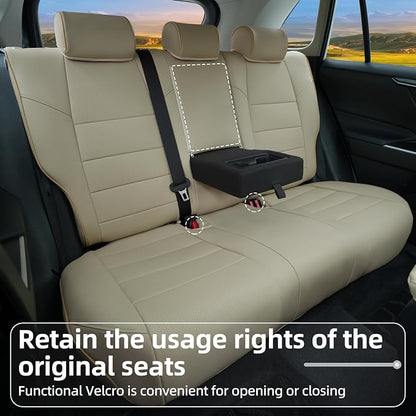 Lolcar RAV4 Seat Covers Custom Fit for Toyota RAV4 2019 2020 2021 2022 2023 2024 2025 LE,XLE,XLE Premium,Limited,Airbag Compatible,Seat Cover Full Set for SUV, Waterproof Leather（Beige） - Image 4