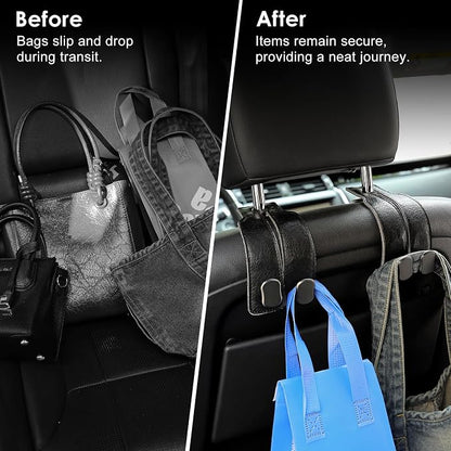 KINIVA Car Seat Headrest Storage Hooks, Set of 2, Suede PU Leather, Double Hooks (06-Black 4 Pack) - Image 4