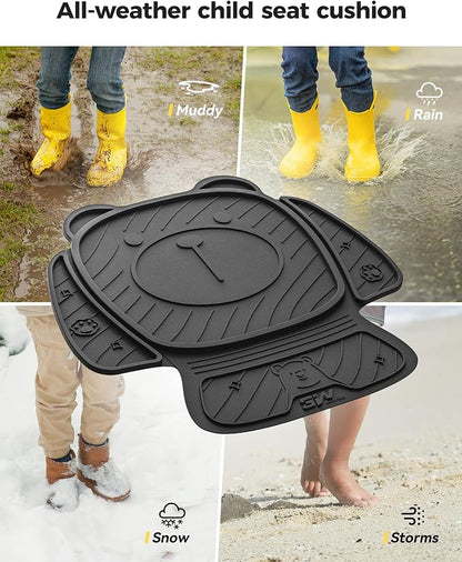 3W Car Seat Protector for Child Car Seat, Applicable to All Models | Bear Baby model, Black, TPE All Weather Heavy Duty Car Accessories, Healthy and safe - Image 6