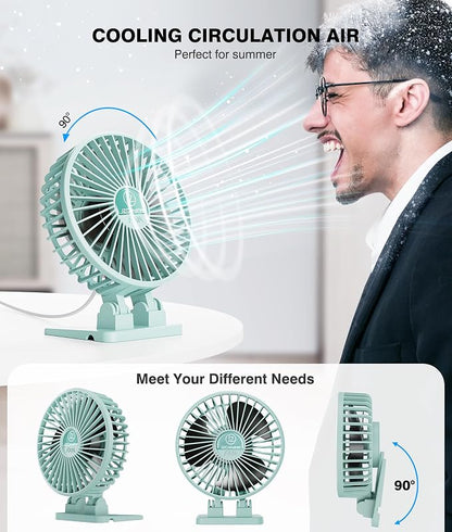 JZCreater USB Desk Fan, Mini Fan Portable, 3 Speeds Desktop Table Cooling Fan, Plug in Power Fan, Rotation Strong Wind, Quiet Personal Small Fan for Home Desktop Office Travel Bedroom, Apple Green - Image 3