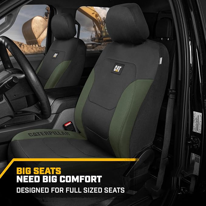 CAT Front Seat Covers for Cars (2-Pack) & 4-Piece Trim to Fit, Heavy Duty Protection, All Weather Floor Mats – Universal Fit, Waterproof Mats, Easy Install, for Trucks, SUVs, Vans, & Car Accessories - Image 4