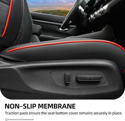 Lolcar CRV Seat Covers Custom Fit for Honda CRV 2023 2024 2025 2026 Leather Car Seat Cover Full Set for Trucks SUV,Waterproof Car Seat Cushion,Faux Leather (Black Red Grid) - Image 6
