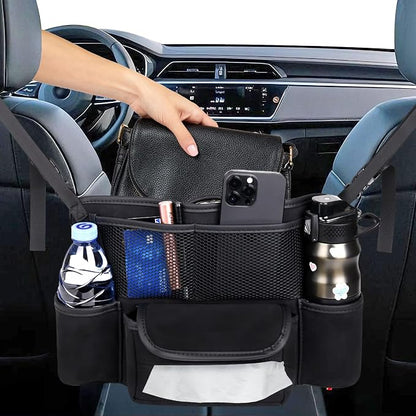 Car Handbag Holder Between Seats Suede Large Capacity Car Purse Holder Automotive Consoles, Fits Between Front Seats, Holds Wallet, Phone & Essentials (Black) - Image 4