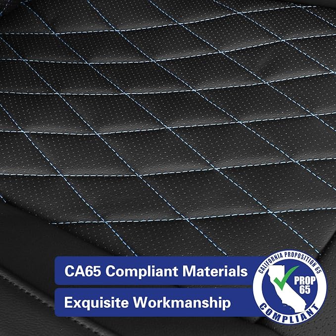 EKR Rav4 Seat Covers Custom Fit for Toyota Rav4 (Hybrid) Woodland/Limited 2026, Leather Car Seat Cover Full Set for SUV,Faux Leather(Black with Blue Piping) - Image 6