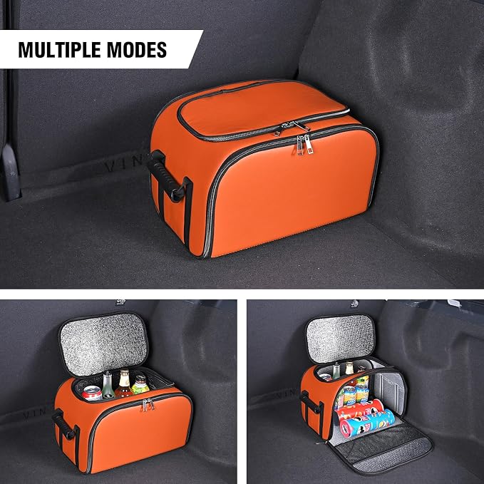 Foldable Car Insulated Storage Box, Portable Thermal Cooler Bag with Double Zipper & Sturdy Handle, Multi‑Purpose Car Seat Trunk Organizer for Drinks Snacks, Outdoor Picnic Camping Road Trips - Image 6