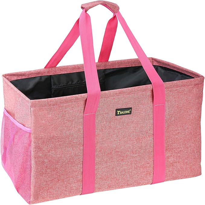 BALEINE Extra Large Utility Tote Bag with Wire Frame for Storage (Pink, 22''x12''x10'') by BALEINE