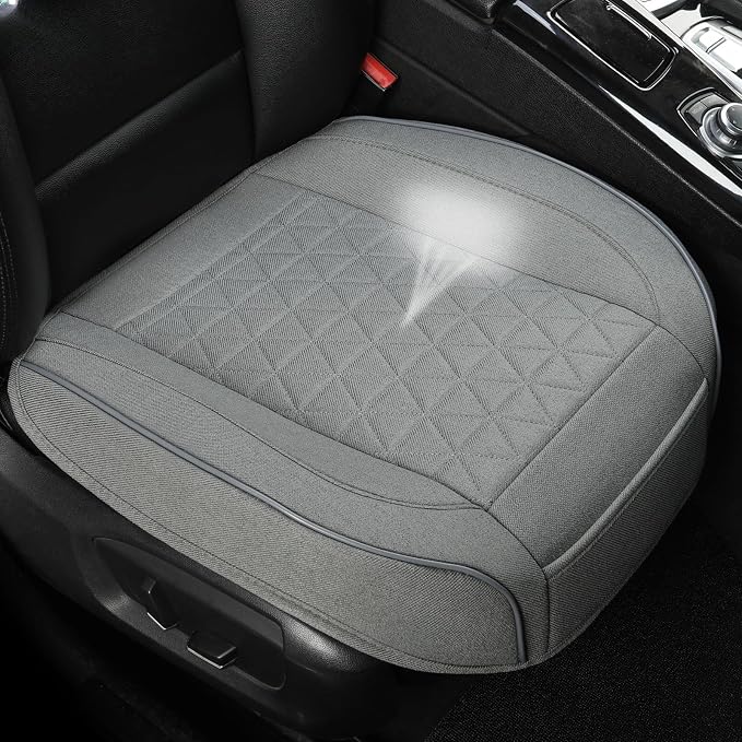 West Llama Linen Front Car Seat Cover Protector Anti-Slip Bottom Seat Cover Fits 95% of Vehicles,Wrapping Around The Bottom,Triangular Pattern(Gray-1Pcs) by WESTLLAMA