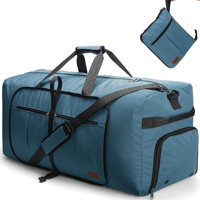 120L Foldable Waterproof Travel Duffel Bag for Men and Women with Shoe Compartment (Light Blue, EXTRA LARGE, 120L) by Urtala