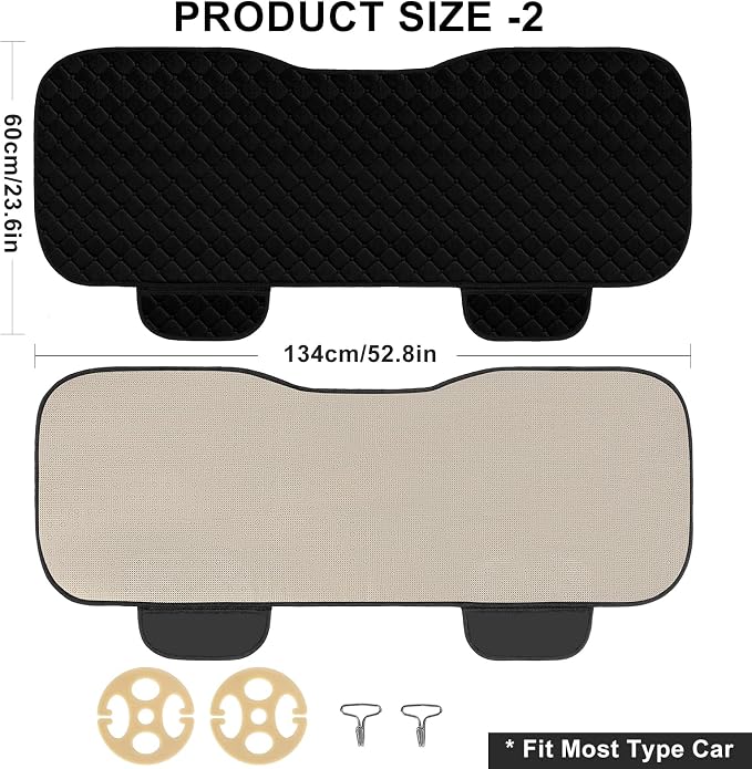 surpassme Car Seat Covers Universal Seat Covers for Car Accessories with Storage Pockets, Car Front Seat Covers and Rear Bench Coverfor Automotive, SUV, Truck, and Van(Black) - Image 4